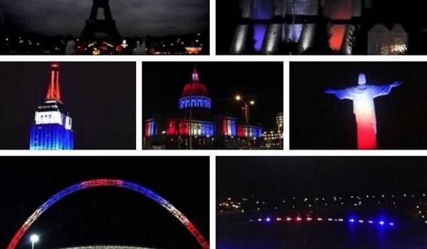Ο πλανήτης πενθεί! Κτίρια φωτίστηκαν στα χρώματα της γαλλικής σημαίας για να τιμήσουν τα θύματα