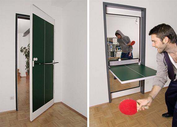 A door that turns into a ping pong table. 