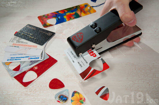 For the guitarist on the go, get him this pick puncher that can create a pick out of any old cards. 